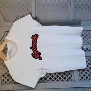 BERSHKA INGOBERNABLE VELVET AND RED PATCH BABY DOLL T SHIRT LIKE NEW SIZE XL